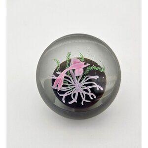 1984 Correia Art Glass Paperweight Pink Fish Anemone Signed & Numbered 89/100